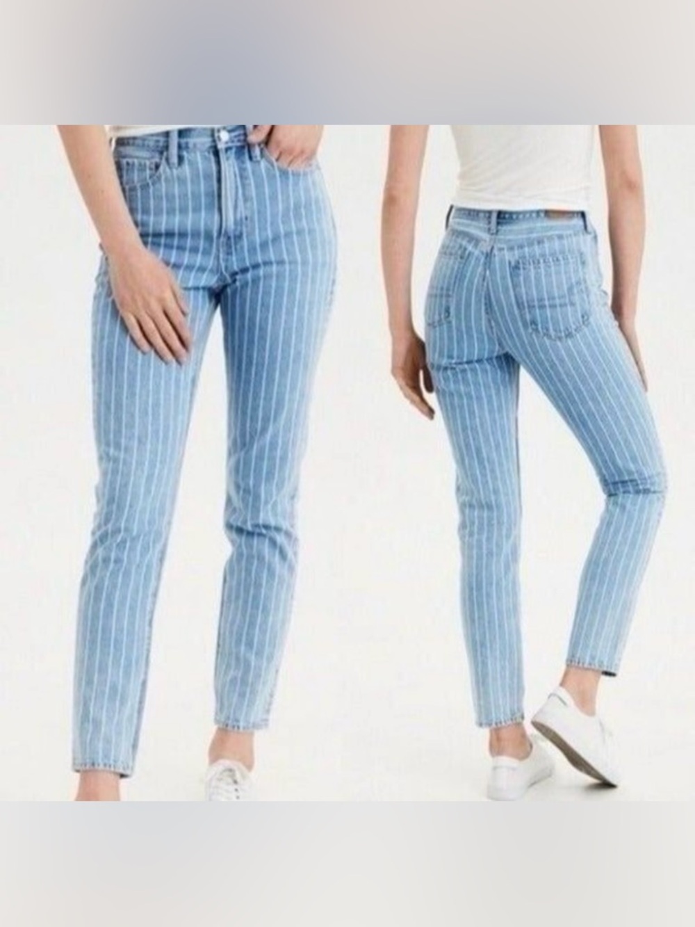 American Eagle Mom Jeans Indigo Stripe Size 0